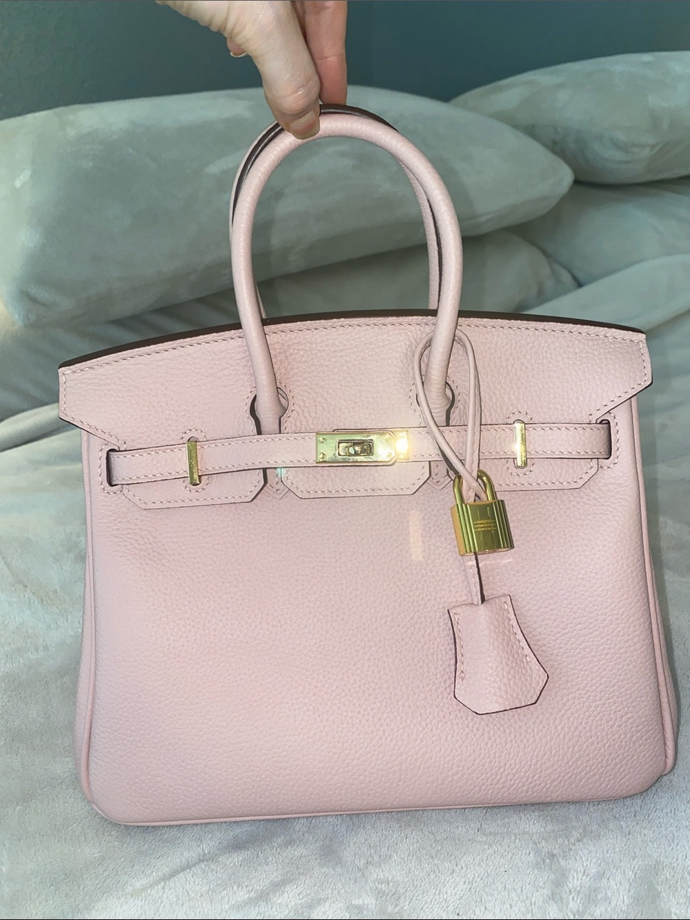 25cm Sakura rose light pink GHW genuine leather Togo top handle handbag